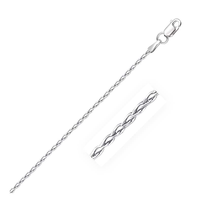 Sterling Silver Rhodium Plated Wheat Chain Necklace 1.5mm