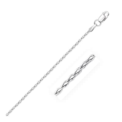 Sterling Silver Rhodium Plated Wheat Chain Necklace 1.5mm
