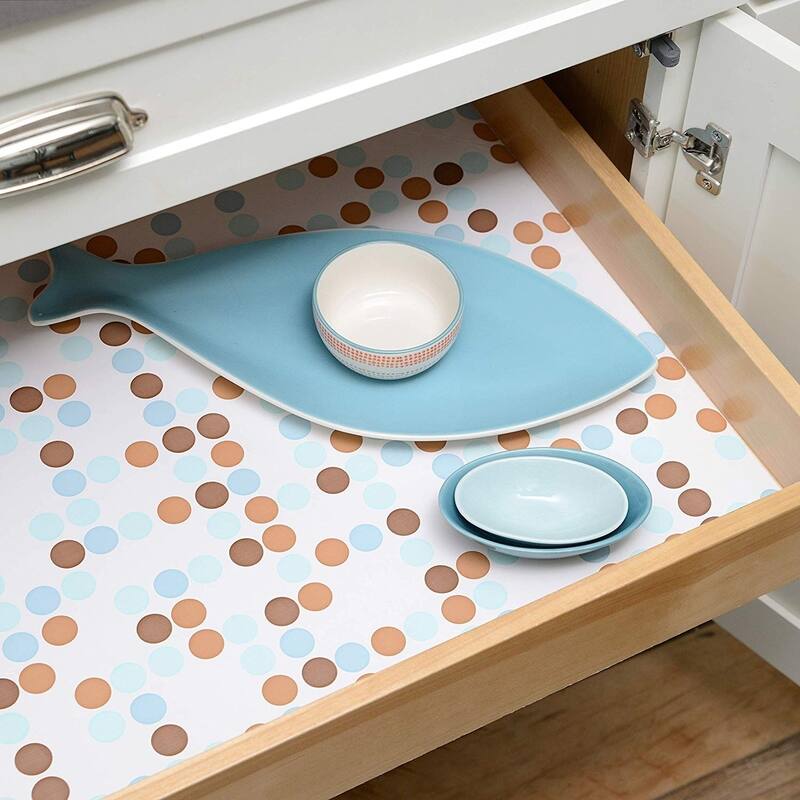 Magic Cover Adhesive Vinyl for Lining Shelves and Drawers, Decorating and Craft Projects, 18" x 60', Polka Blue