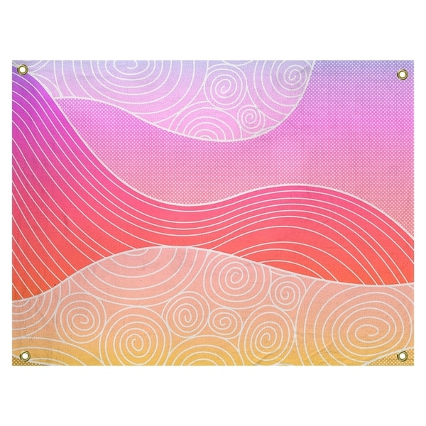 Katelyn Elizabeth Pastel Rainbow Hand Drawn Waves Tapestry In/Out