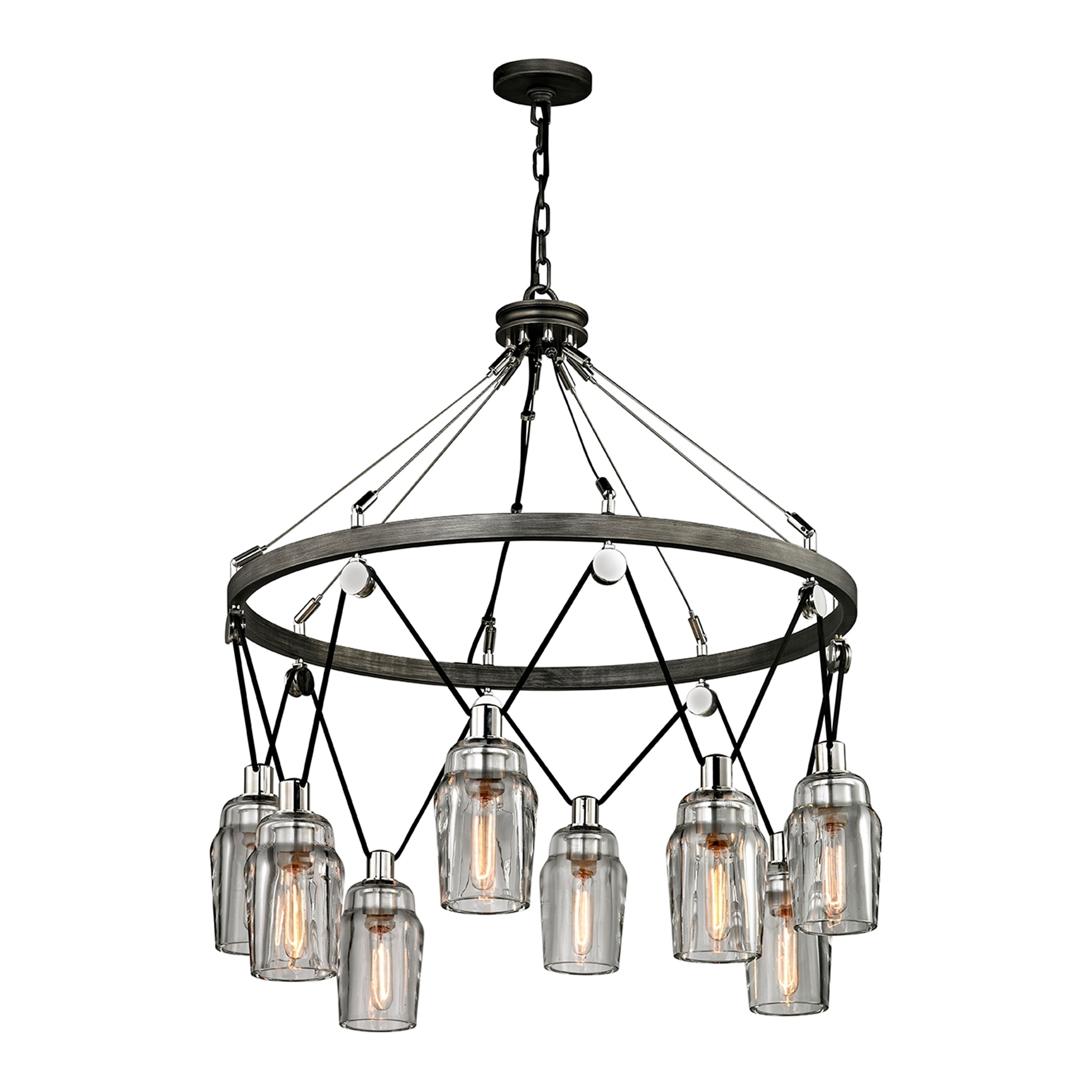 Troy Lighting Citizen 8-light Graphite, Polished Nickel Chandelier - Chandeliers For Bedrooms by Overstock.com