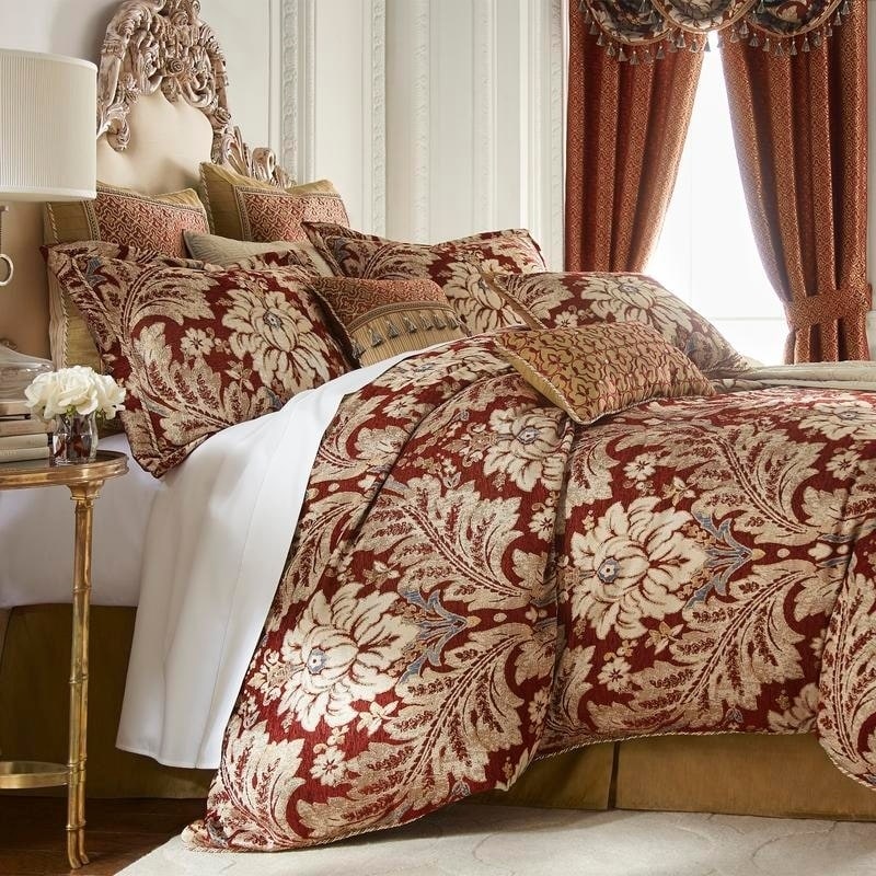 Shop Croscill Arden Red Chenille 4 Piece Comforter Set On Sale