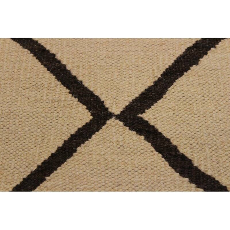 Kilim Annette Beige/Black Hand-Woven Wool Rug -9'10 x 13'0 - 9 ft. 10 ...