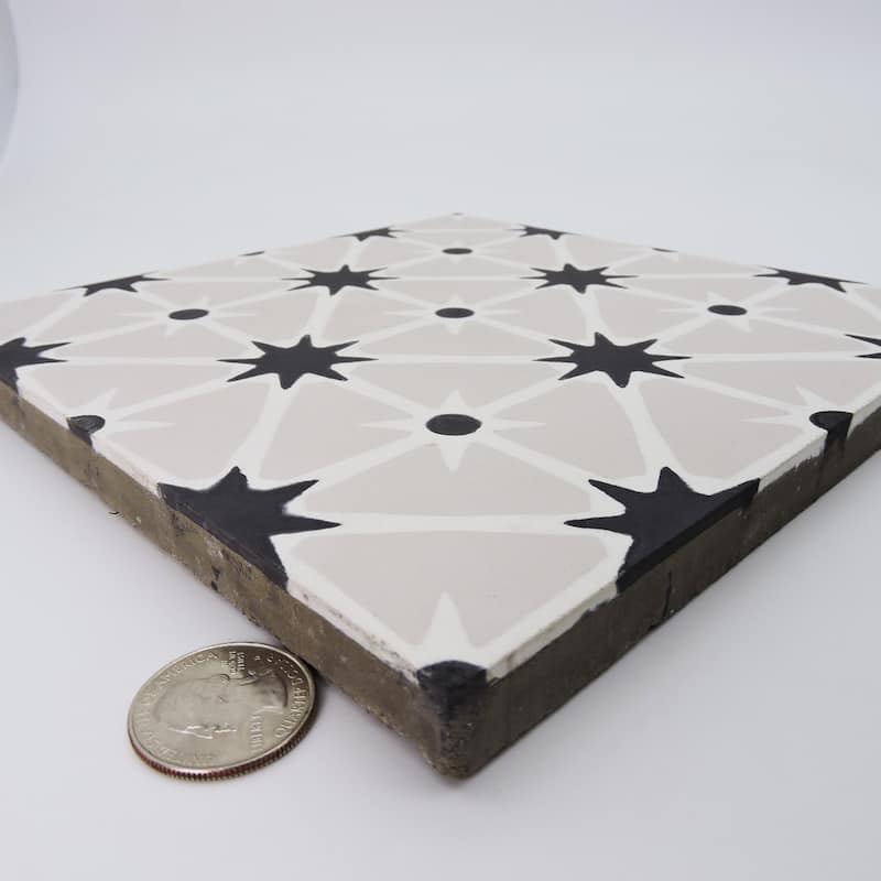 Handmade Venice in Grey/Pink and Black Tile, Pack of 12 (Morocco)