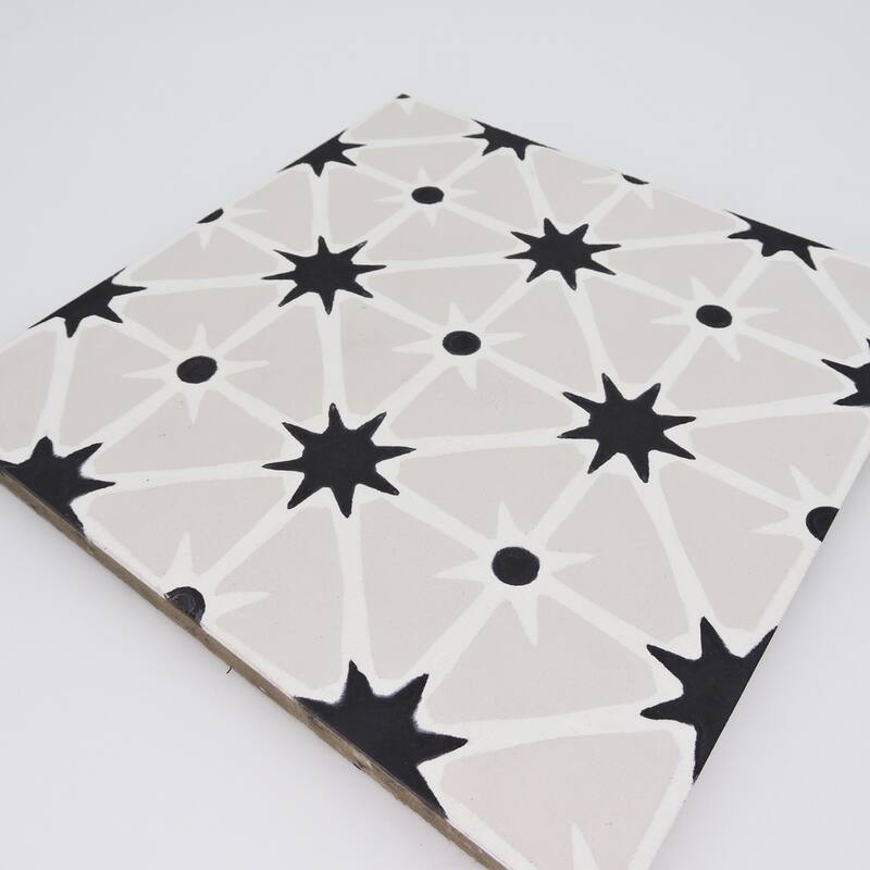 Handmade Venice in Grey/Pink and Black Tile, Pack of 12 (Morocco)