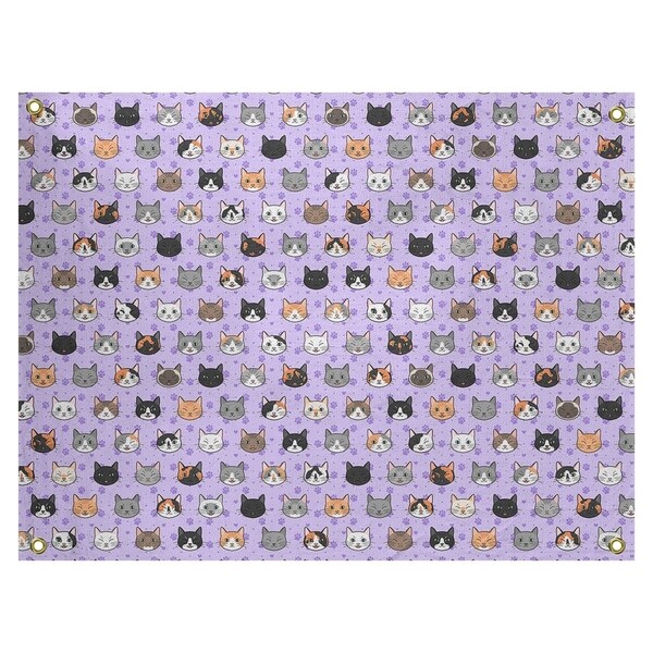 Katelyn Elizabeth Purple Kitty Cat Pattern Tapestry In/Out