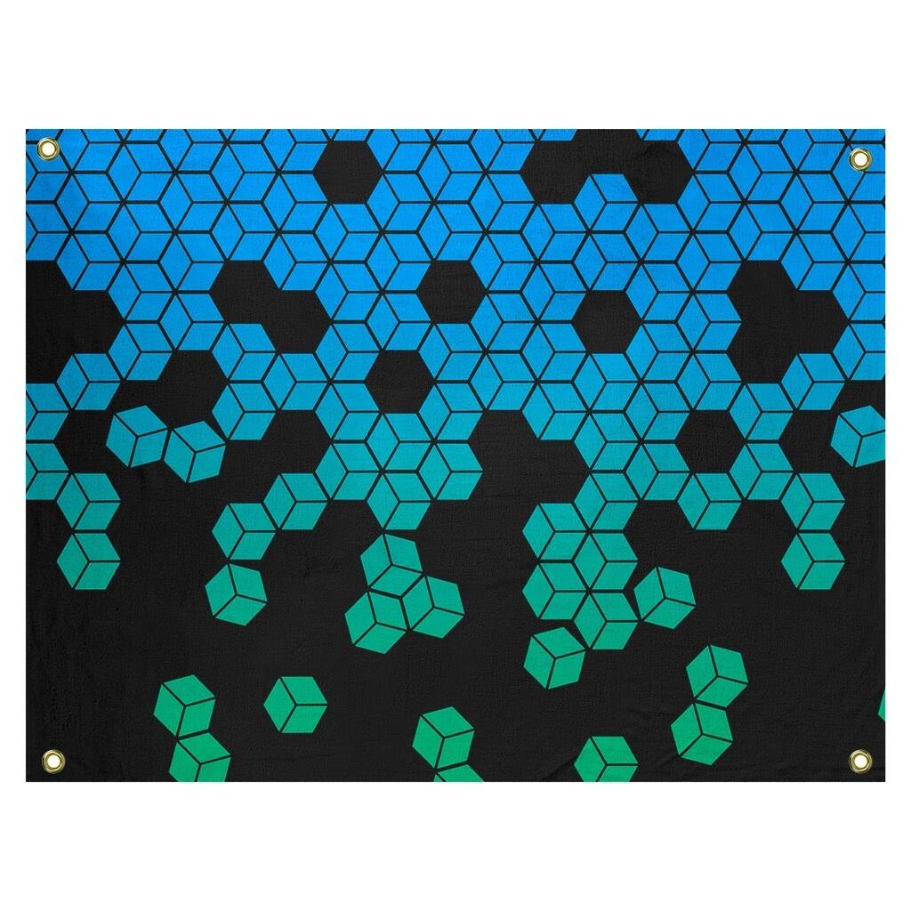 Katelyn Elizabeth Peacock Ombre Tumbling Cube Pattern Tapestry In/Out