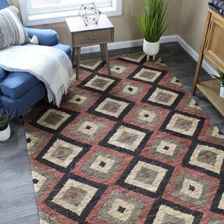 2x3' Wool Jute Rug Floor Carpet Rug Area Rug Kilim Geometric Rag Rug Hallows'Eve 