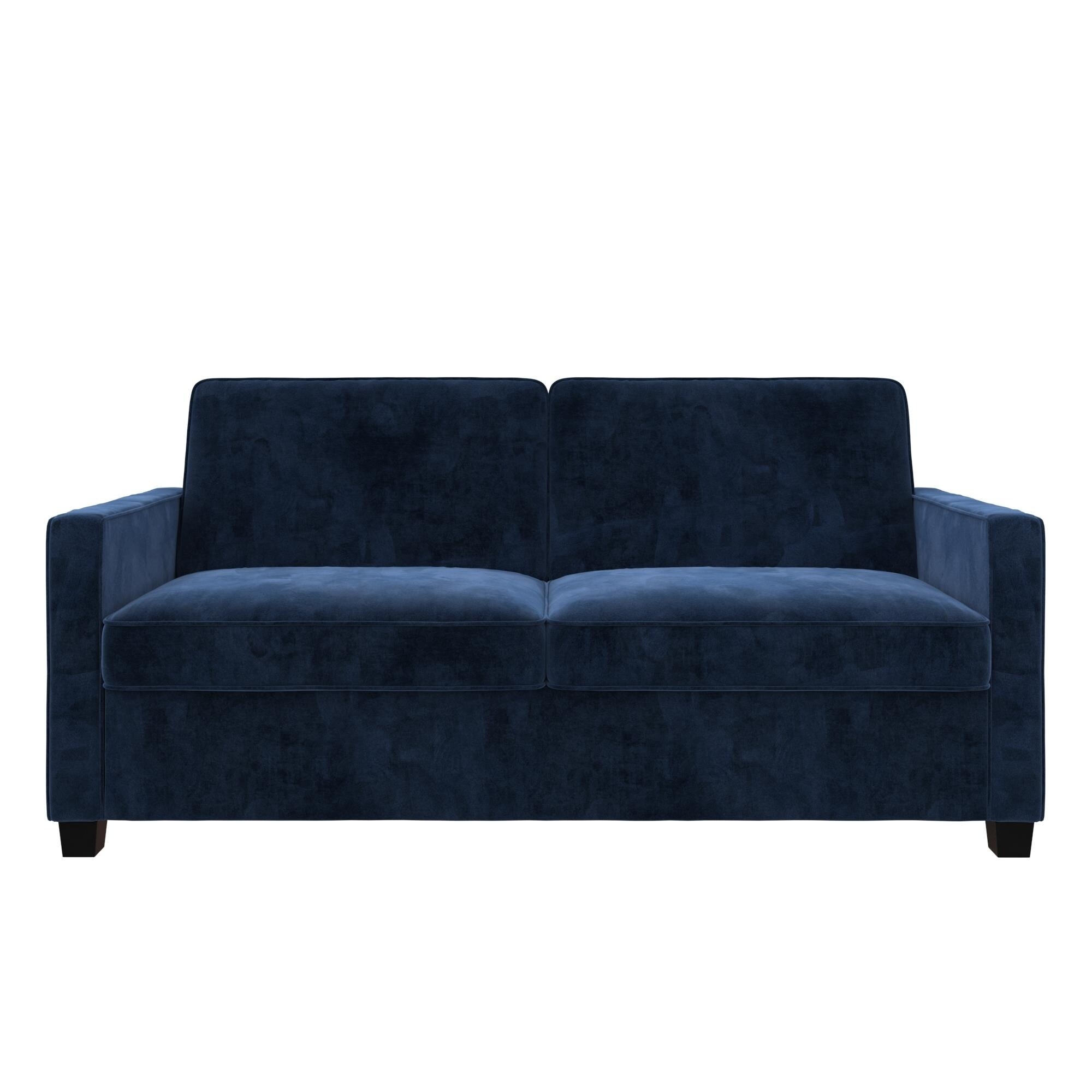 Shop Copper Grove Slavuta Blue Velvet Loveseat Full Sofa Sleeper