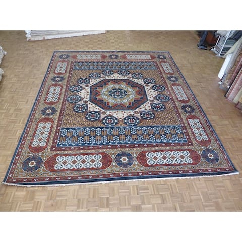 Hand Knotted Blue Egyptian with Wool Oriental Rug (12'3" x 14'9") - 12'3" x 14'9"