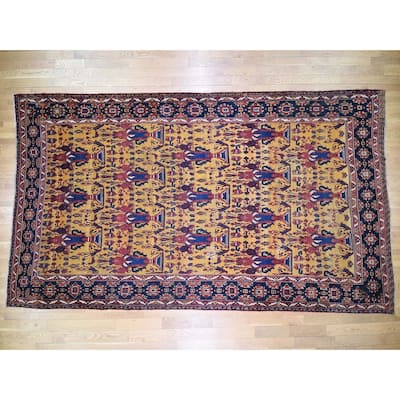 Hand Knotted Yellow Antique with Wool Oriental Rug (10'4" x 17'7") - 10'4" x 17'7"