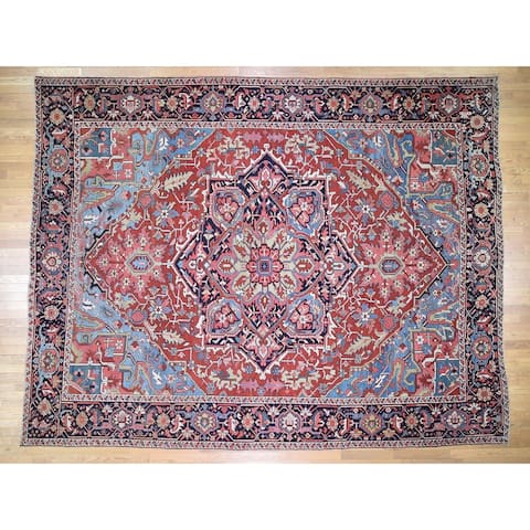 Hand Knotted Red Antique with Wool Oriental Rug (11'7" x 14'9") - 11'7" x 14'9"