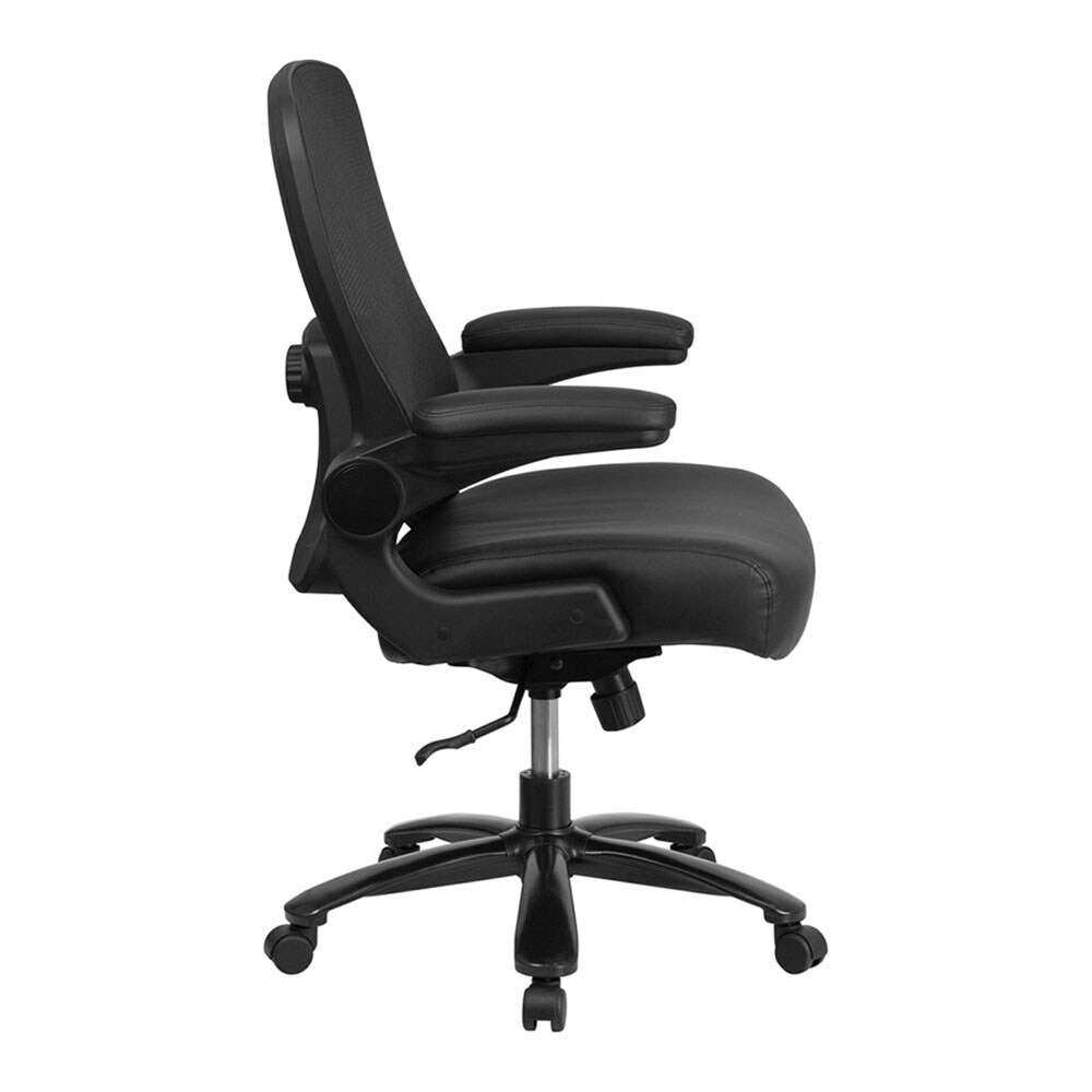 Ergonomic Executive Mesh Chair, Genuine Leather (Black) with headrest –