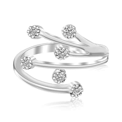 Sterling Silver Rhodium Finished White Cubic Zirconia Embellished Toe Ring