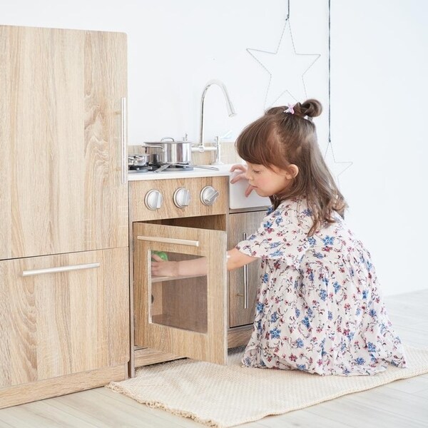 little chef chelsea retro wooden play kitchen set