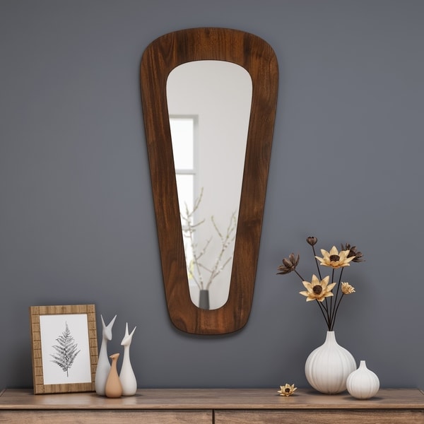 Readville Elongated Guitar Pic Mirror with Faux Wood Frame by Christopher Knight Home