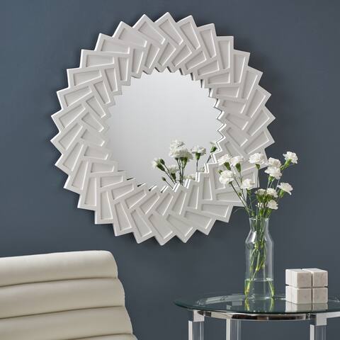 Abington Modern Decorative Sun Mirror with Faux Wood Frame by Christopher Knight Home