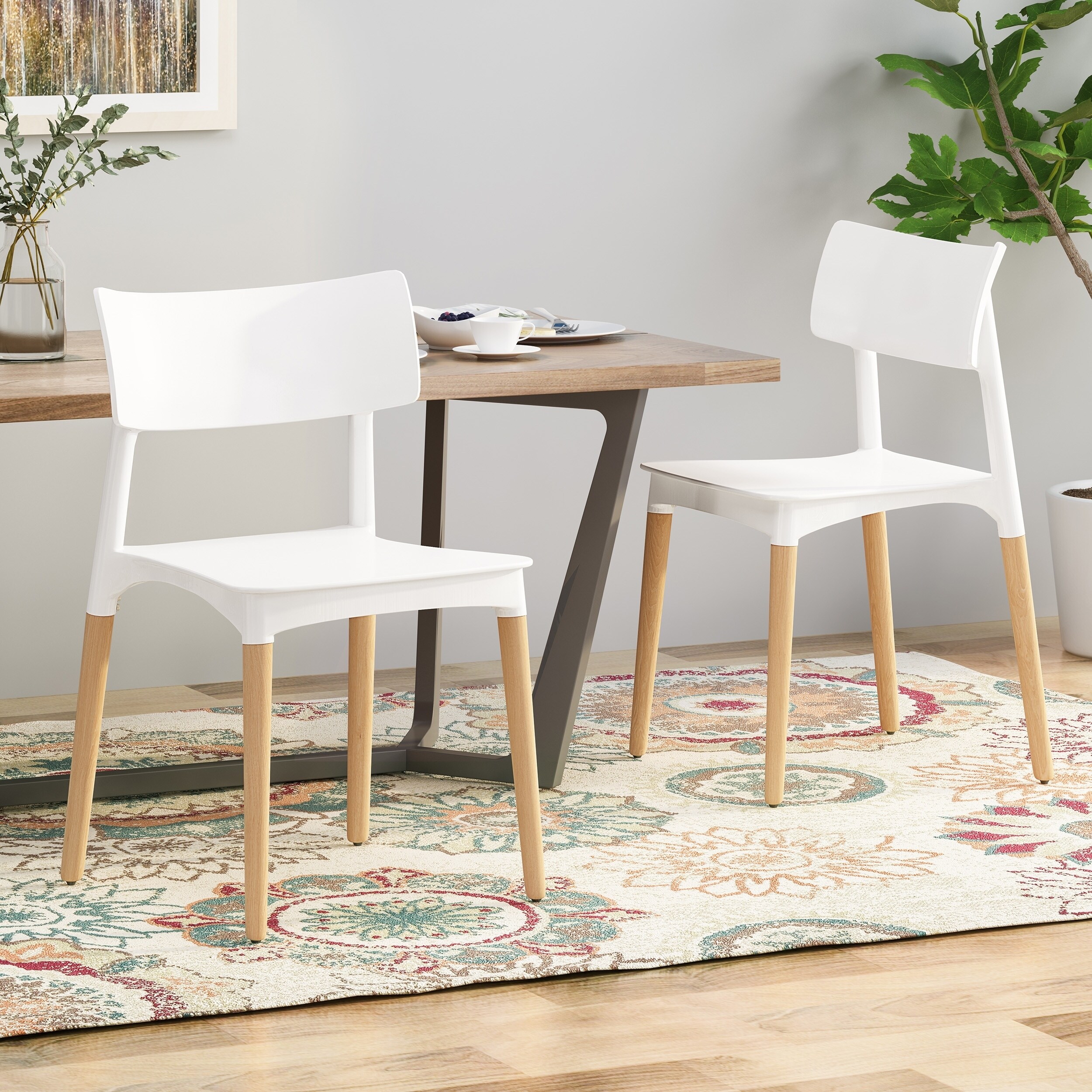 Margaretta Modern Dining Chair With Beech Wood Legs Set Of 2 Dining Chair With Beech Wood Legs