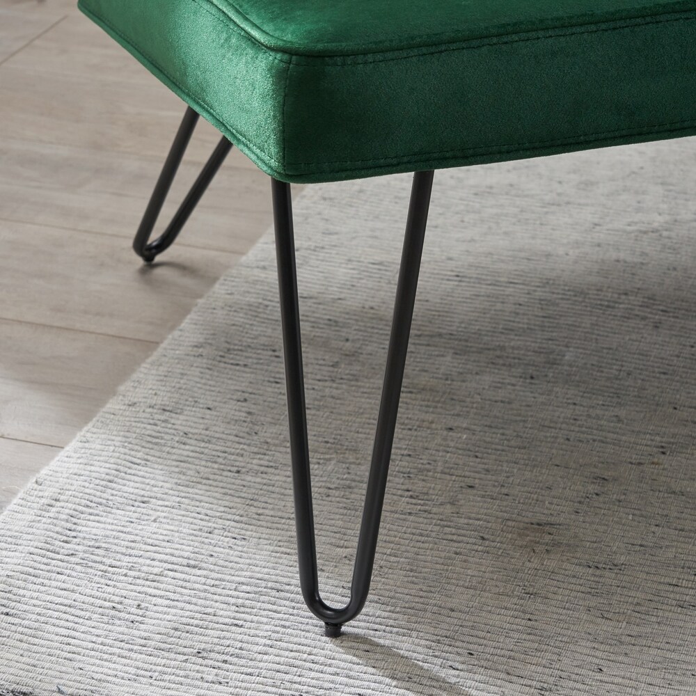 Chequeset Minimalist Dining Bench Settee with Tufted Velvet Cushion by