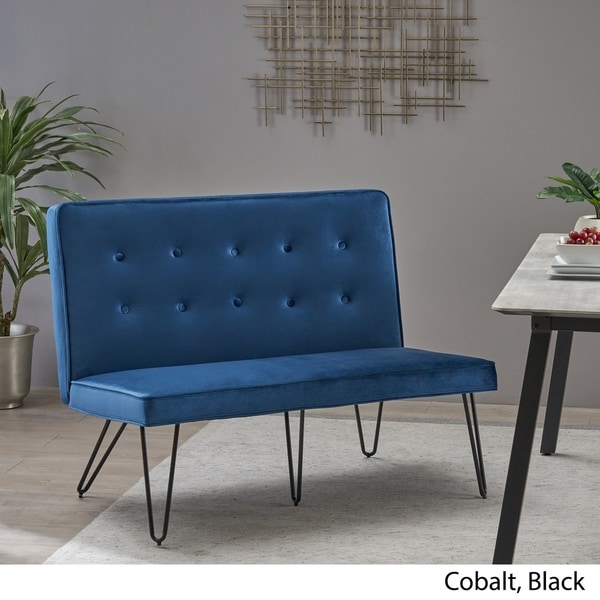 Black velvet dining bench hot sale