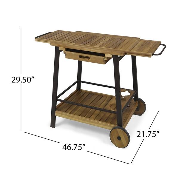 Extending Cart Spaulding Acacia Wood Extending Bar Cart w/ Bottle Holder by ...