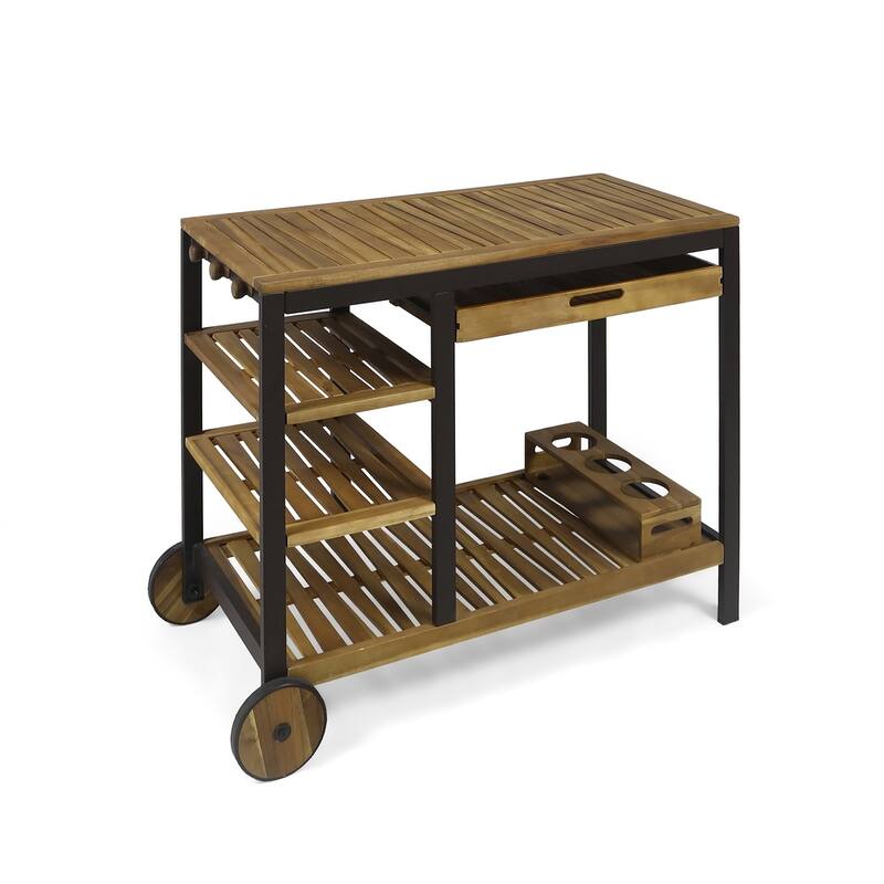 Admirals Indoor Acacia Wood Bar Cart by Christopher Knight Home - N/A