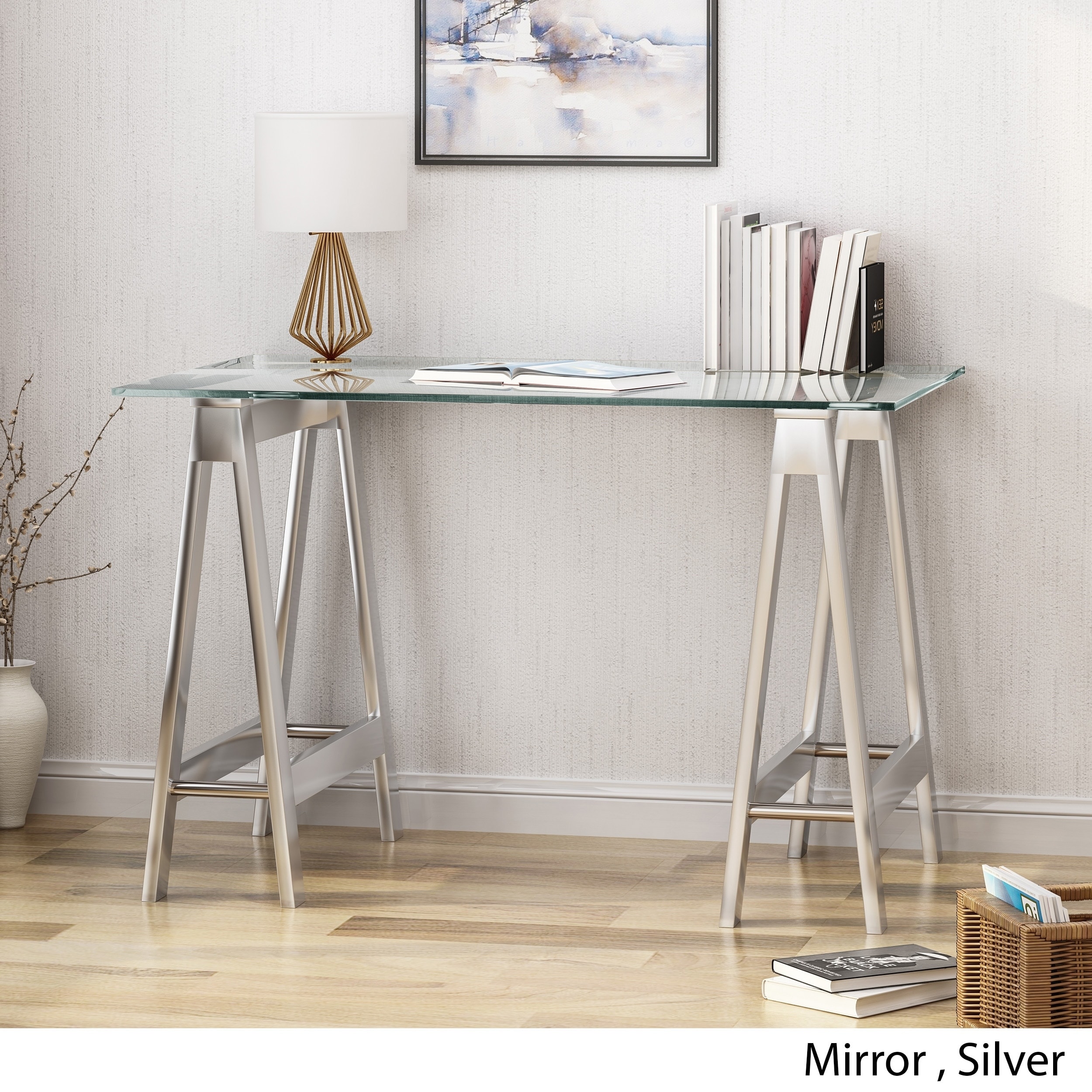 Shop Englewood Glam Desk With Tempered Glass Table Top And A Frame