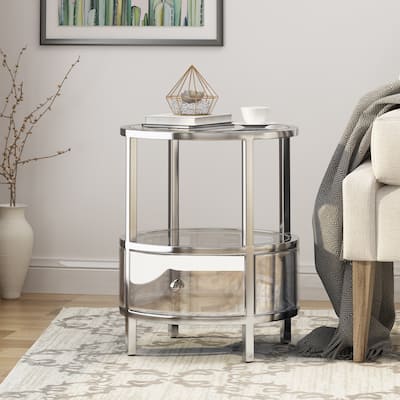Beeching Mirrored Stainless Steel End Table by Christopher Knight Home