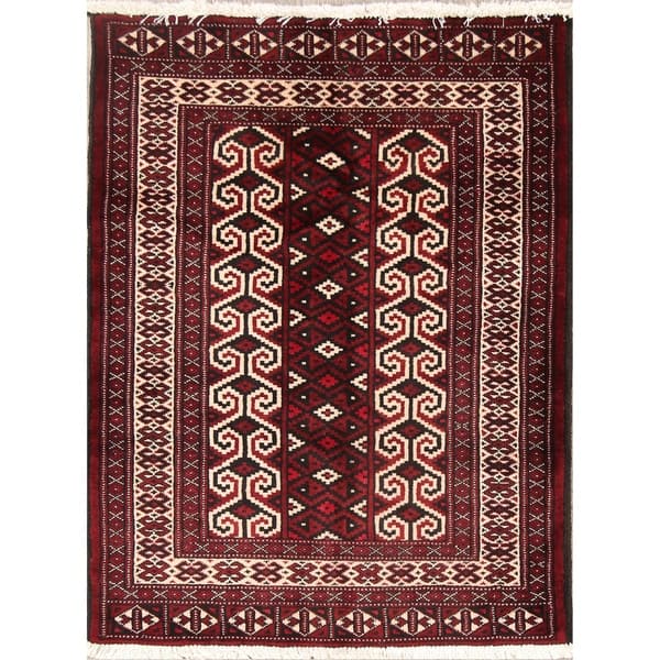 Turkoman Geometric Hand Made Wool Persian Small Area Rug 3 7 X 2 On 27414327 Hand Made Wool Persian Small Area Rug