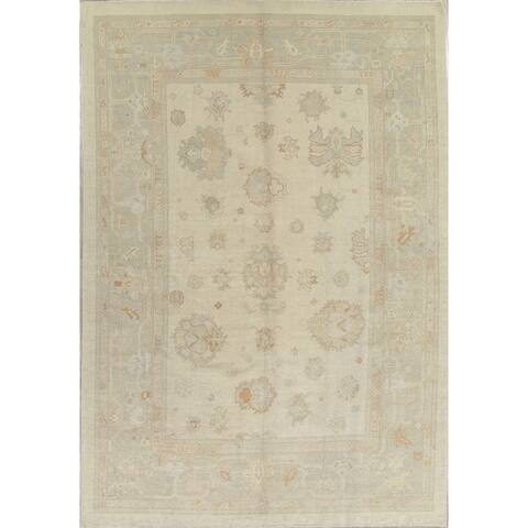 Oushak Turkish Floral Hand Knotted Wool Oriental Area Rug - 13'4" x 9'2"