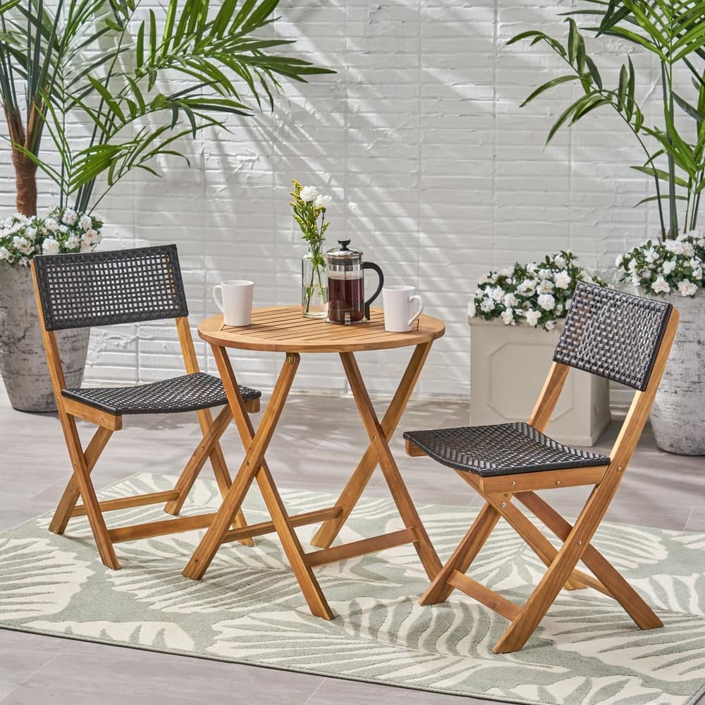 Hillside Outdoor Acacia Wicker Bistro Set by Christopher Knight Home