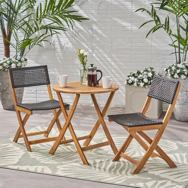 Hillside Outdoor Acacia Wicker Bistro Set by Christopher Knight