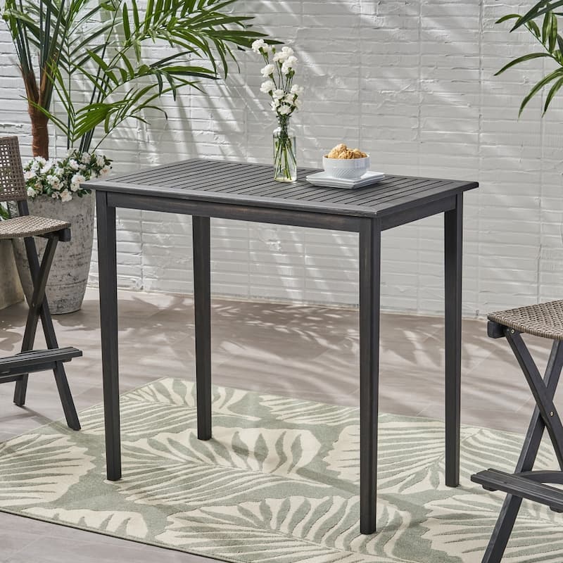 Polaris Outdoor Minimalist Acacia Wood Bar Table by Christopher Knight Home - 26.00"D x 45.00"W x 41.00"H