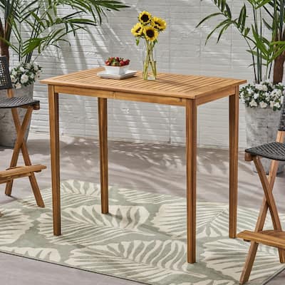 Polaris Outdoor Minimalist Acacia Wood Bar Table by Christopher Knight Home - 26.00"D x 45.00"W x 41.00"H