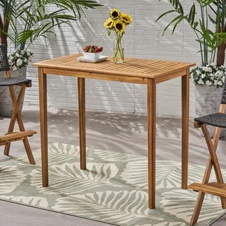 Polaris Outdoor Minimalist Acacia Wood Bar Table by Christopher Knight Home - 26.00"D x 45.00"W x 41.00"H