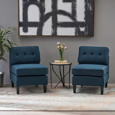 Crowningshield Fabric Slipper Chairs with Button Accents (Set of 2) by Christopher Knight Home