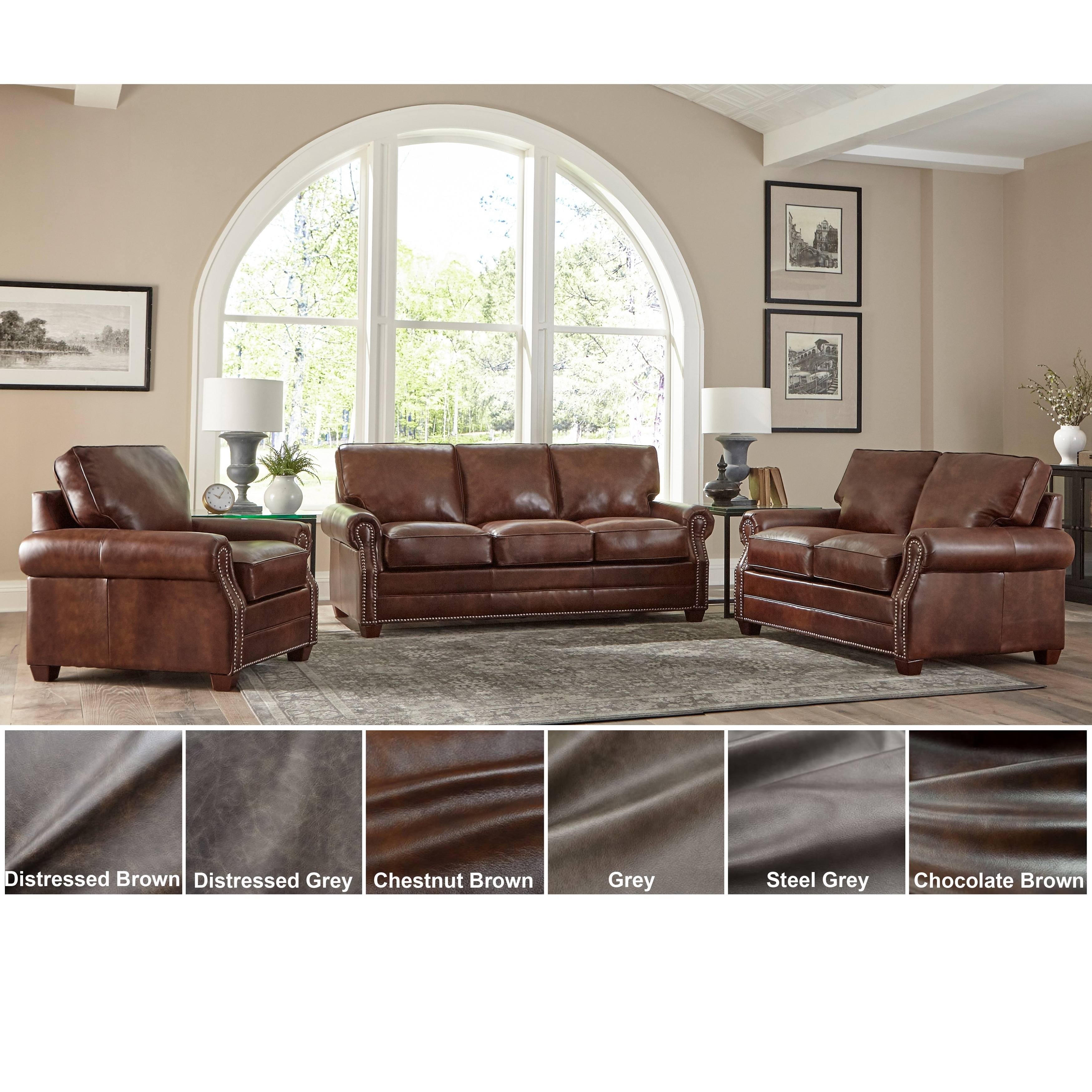 Made in USA Revo Top Grain Leather Sofa Bed, Loveseat and Chair Set