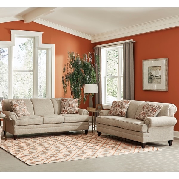 Made in USA Tilson Beige Fabric Sofa Bed and Loveseat