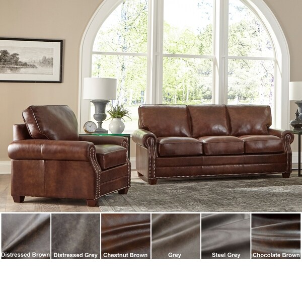 Made in USA Revo Top Grain Leather Sofa and Chair