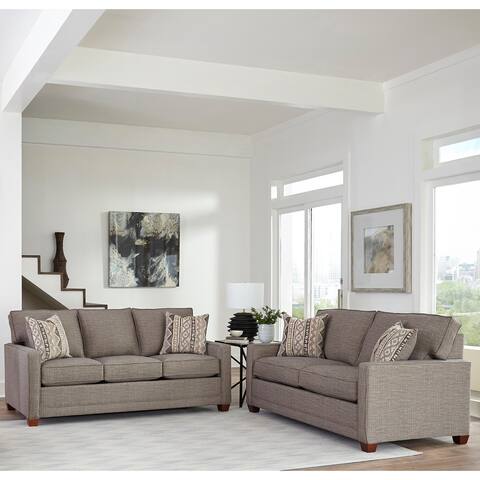 Made in USA Sumner Grey Fabric Modern Track Arm Sofa Bed and Loveseat