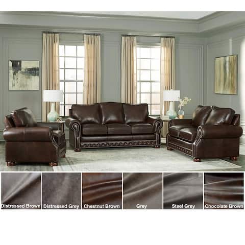 Made in USA Porto Top Grain Leather Sofa Bed, Loveseat and Chair