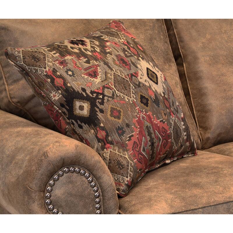Made in USA Rancho Rustic Brown Buckskin Fabric Sofa Bed and Chair Set - 7 x 86 x 40