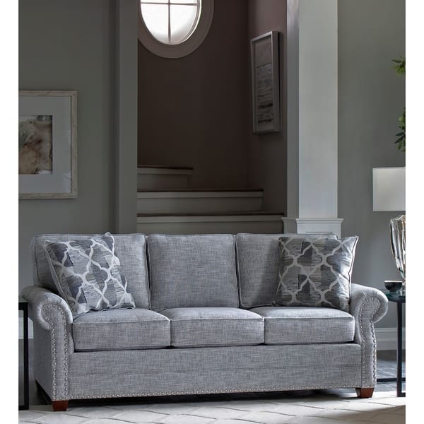slide 1 of 6, Marner Grey Fabric Sofa Bed with Nailhead Trim - 7 x 84 x 38