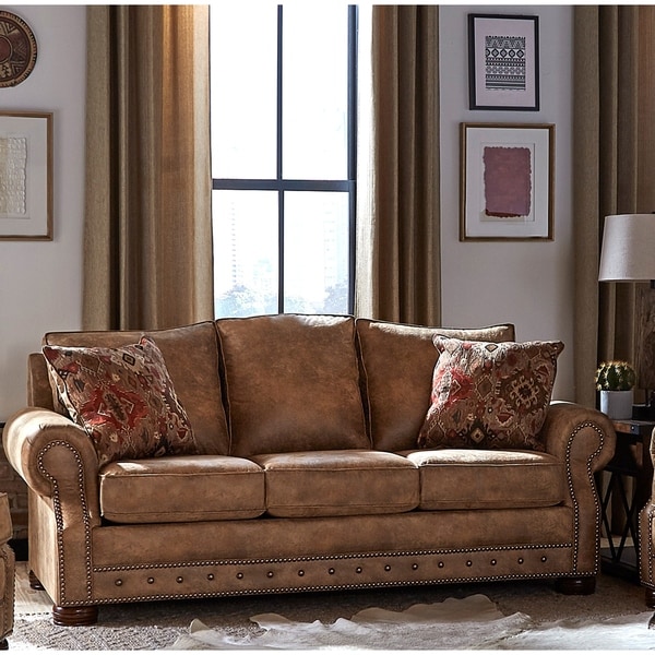 Rustic on sale brown couch