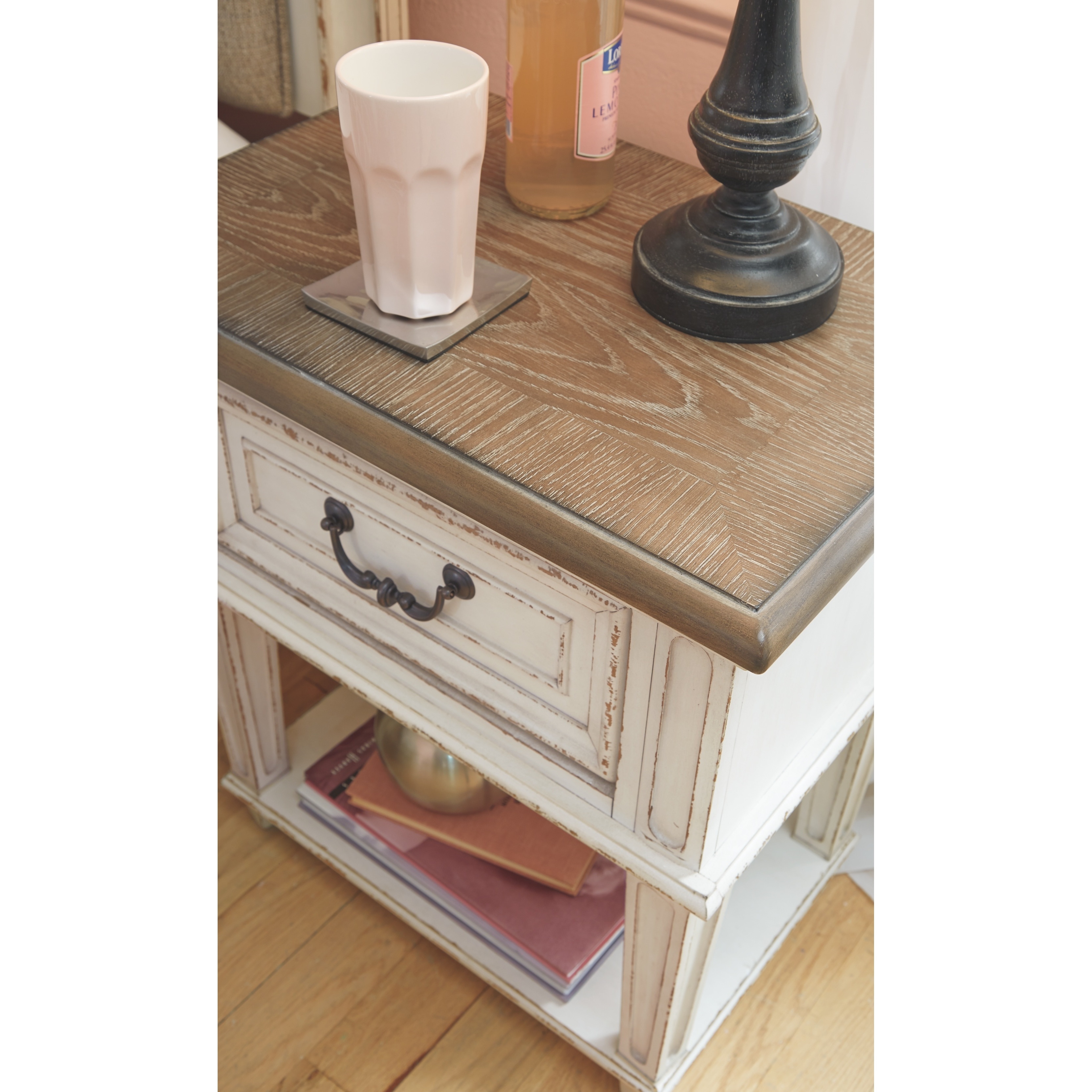 Shop The Gray Barn Nettle Bank 1 Drawer Chipped White And Brown Wood Nightstand Overstock 27415257