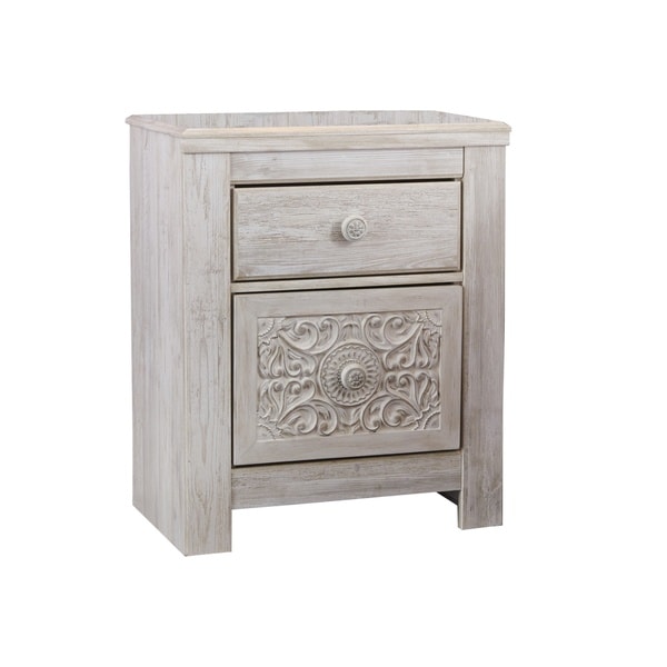 Paxberry Two Drawer Night Stand - Traditional Style - Whitewash