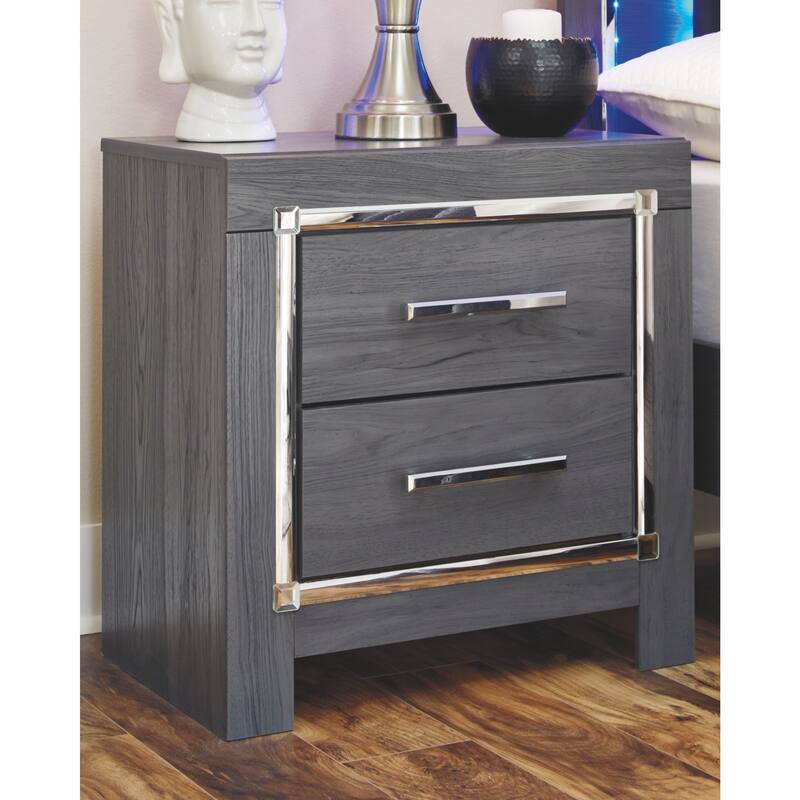 Lodanna Two Drawer Night Stand - Contemporary Style - Gray