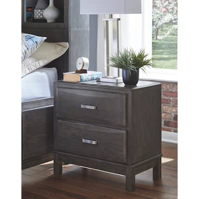 Caitbrook Two Drawer Night Stand - Contemporary Style - Gray