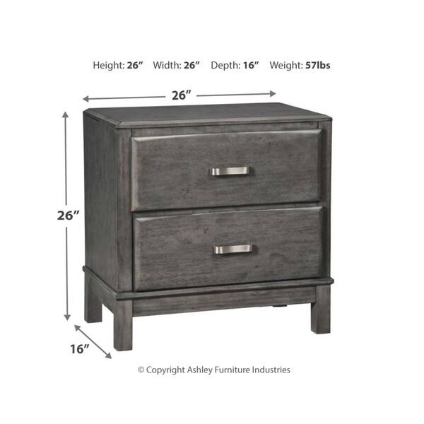 Caitbrook Two Drawer Night Stand Contemporary Style Gray On Sale