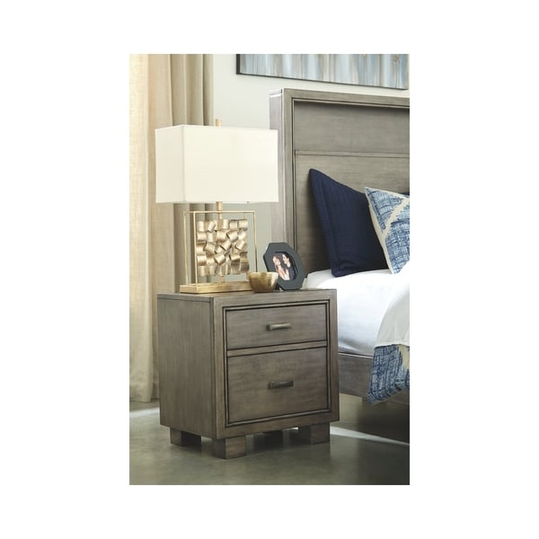 Arnett Two Drawer Night Stand - Casual Style - Gray